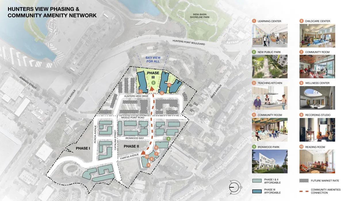 Context plan for Hunter’s View Neighborhood, highlighting community amenities.