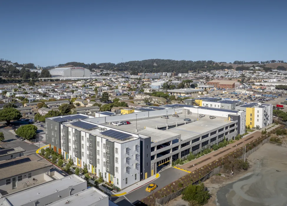 Aerial view of the rear of 88 Park Street at Midway Village.