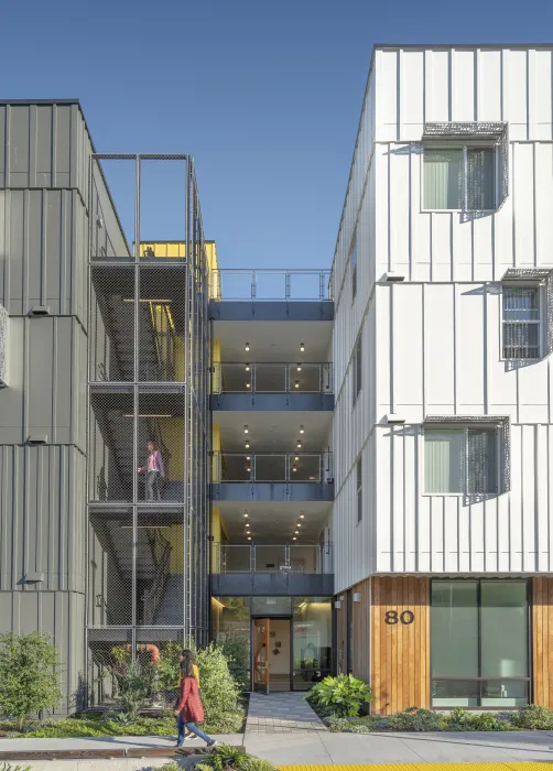 Exterior view of the entry to 88 Park Street at Midway Village.