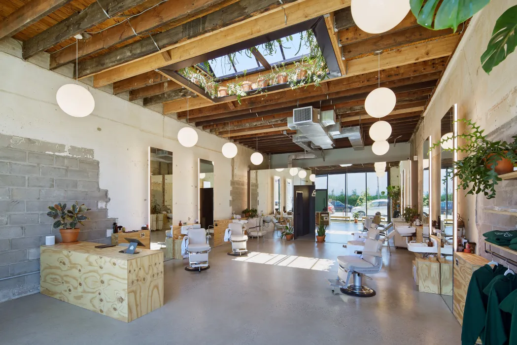 Interior view of Zephyr Barber inside the Bandsaw Building.