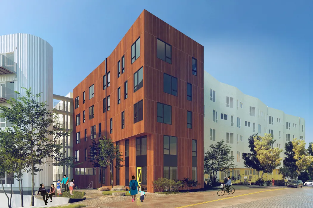 Exterior rendering sketch of Artist Lofts.