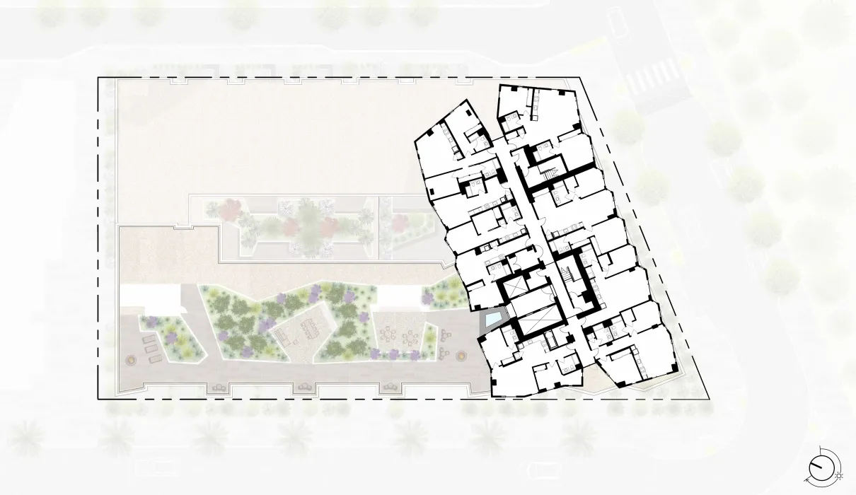 Tower level site plan for Isle House in San Francisco. 
