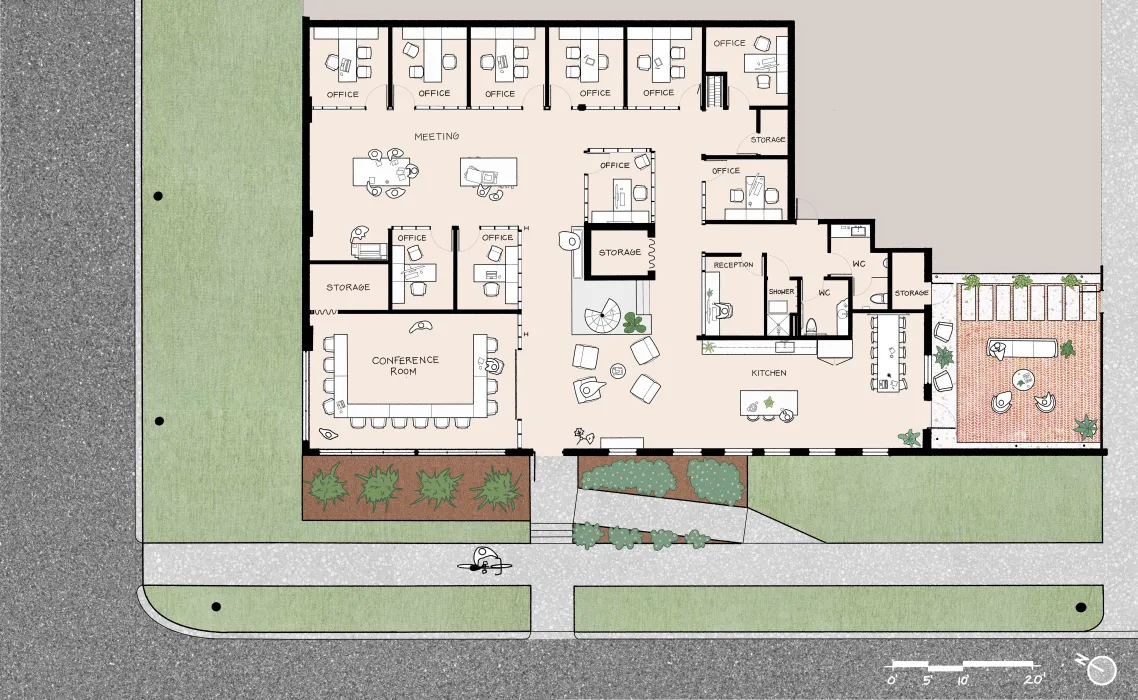 Ground floor plan of Wyatt Builds Office.