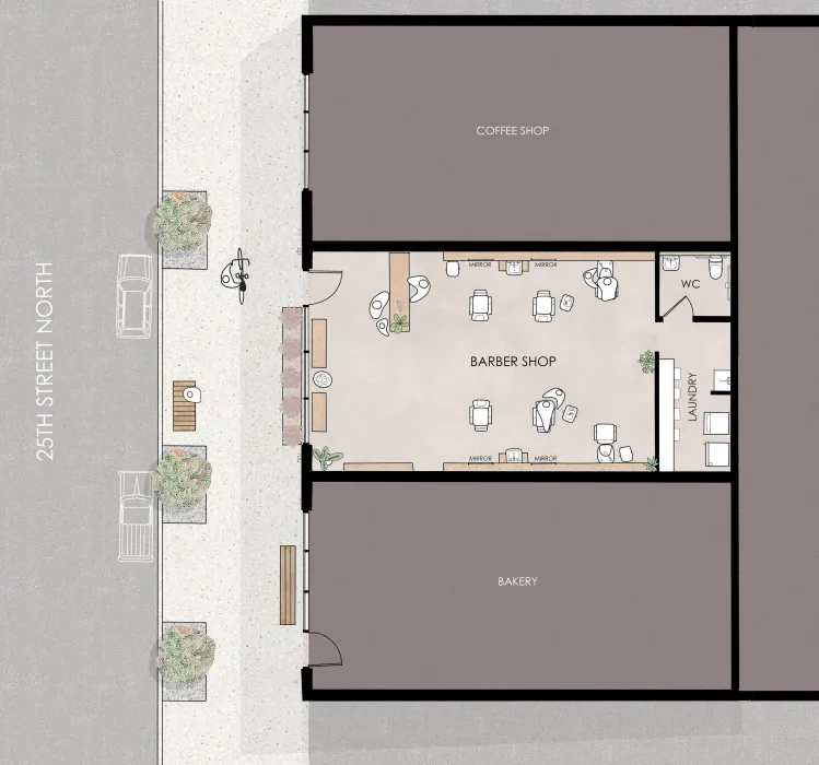 Site plan for Zephyr Barber.