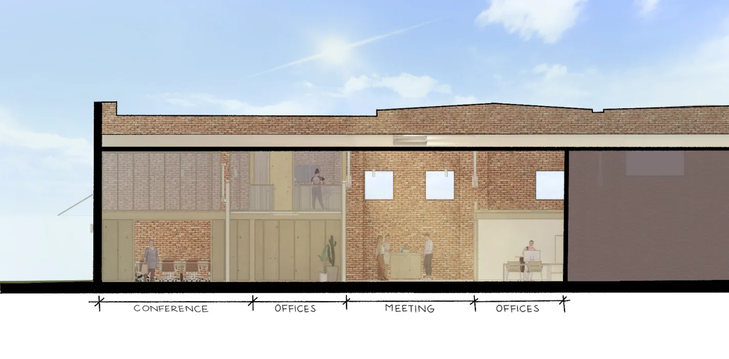 Section diagram for Wyatt Builds office.
