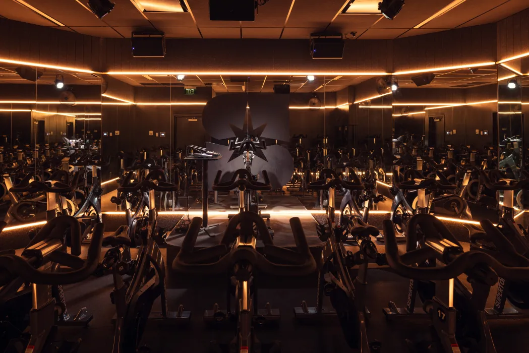 Interior view of the cycle classroom at Supertone.