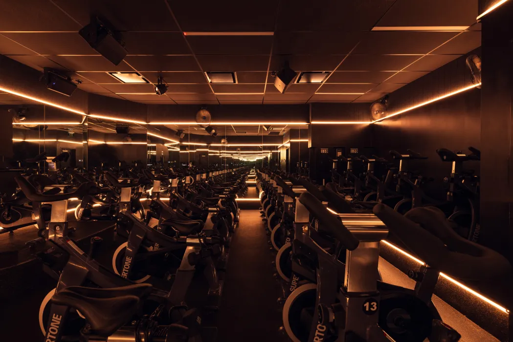 Interior view of the cycle classroom at Supertone.