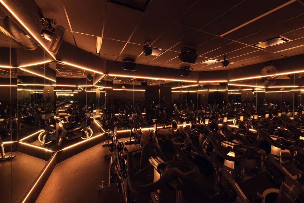 Interior view of the cycle classroom at Supertone.