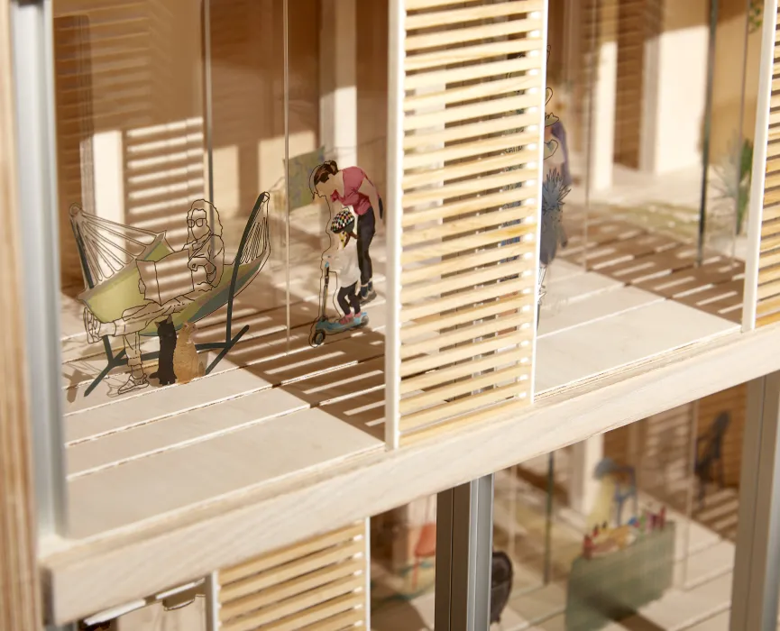 Product photography of architectural model, detail