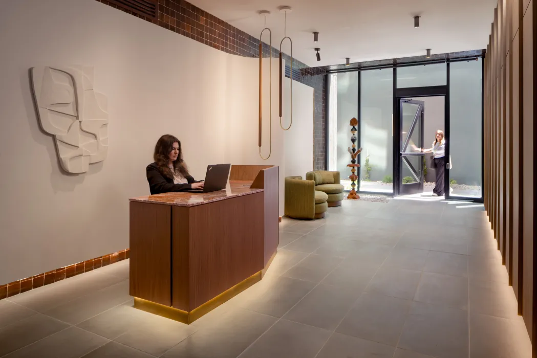 Interior view of the entry lobby.