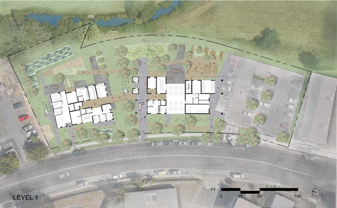ground level floor plan for Blue Oak Landing