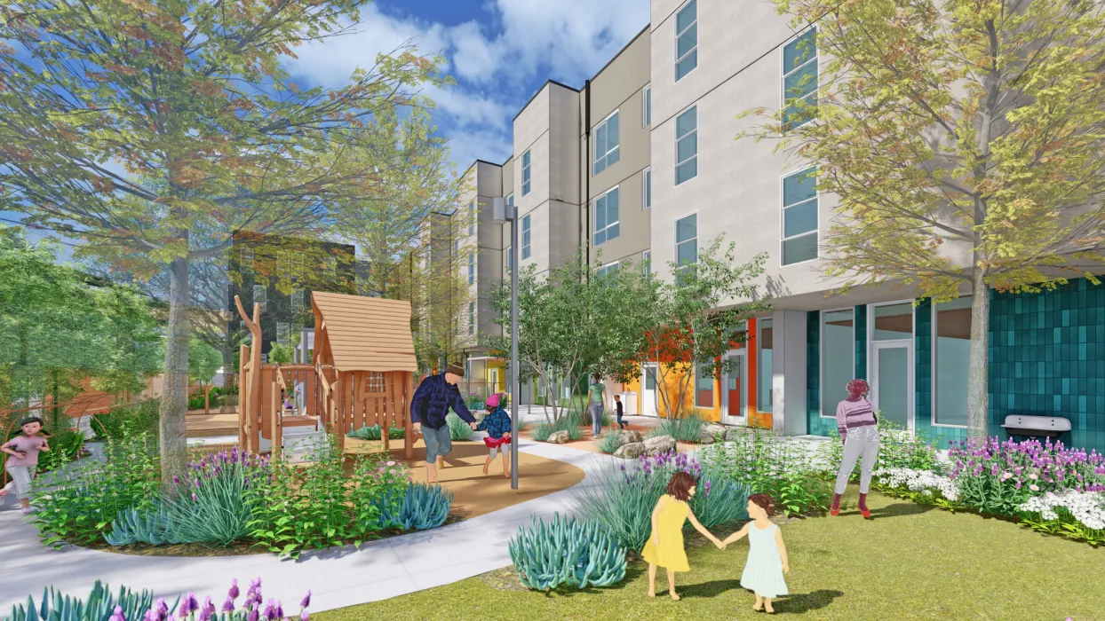 Rendering for the childcare at Midway Village Phase 2.