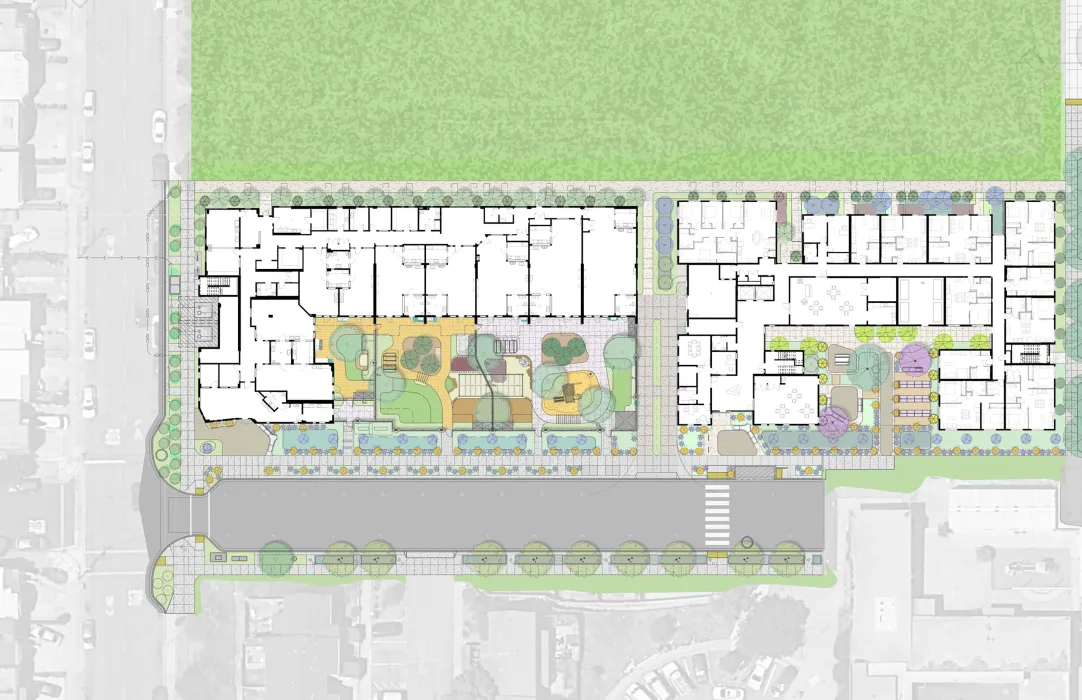 Level one site plan for Midway Village Phase 2.