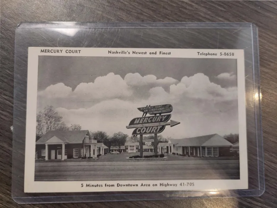 Sign for the original Mercury Court.