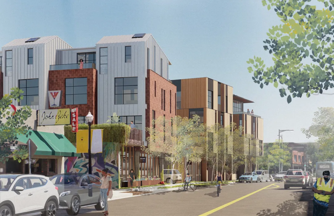 Rendering of the exterior street view of HH Residences from north.