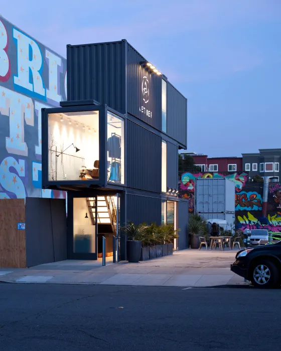 Exterior view of Aether Apparel at PROXY.