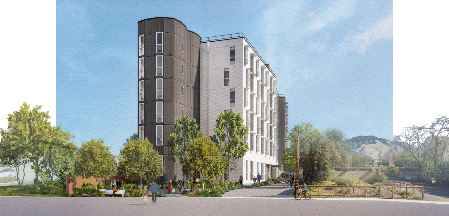 Gray and white building against blue sky