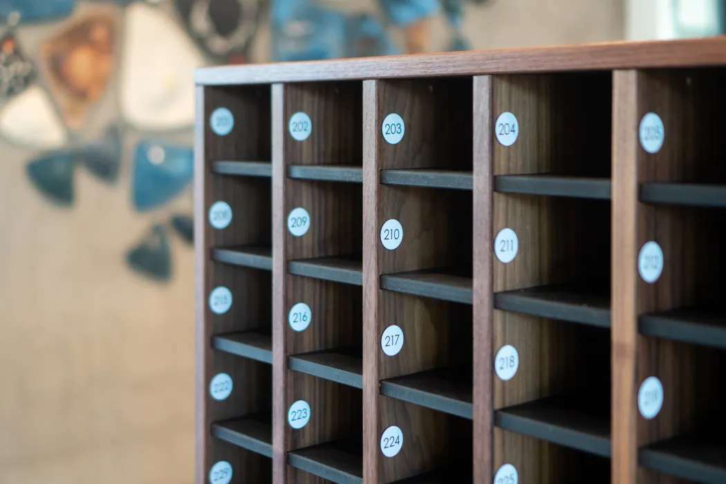 Detail shot of mailboxes