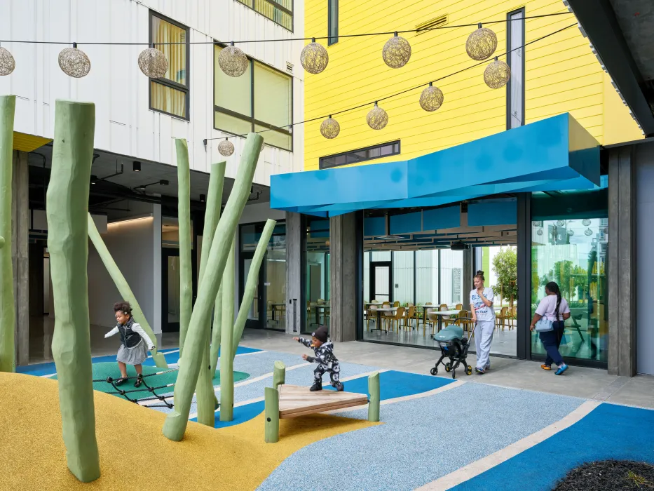 Play area in apartment courtyard