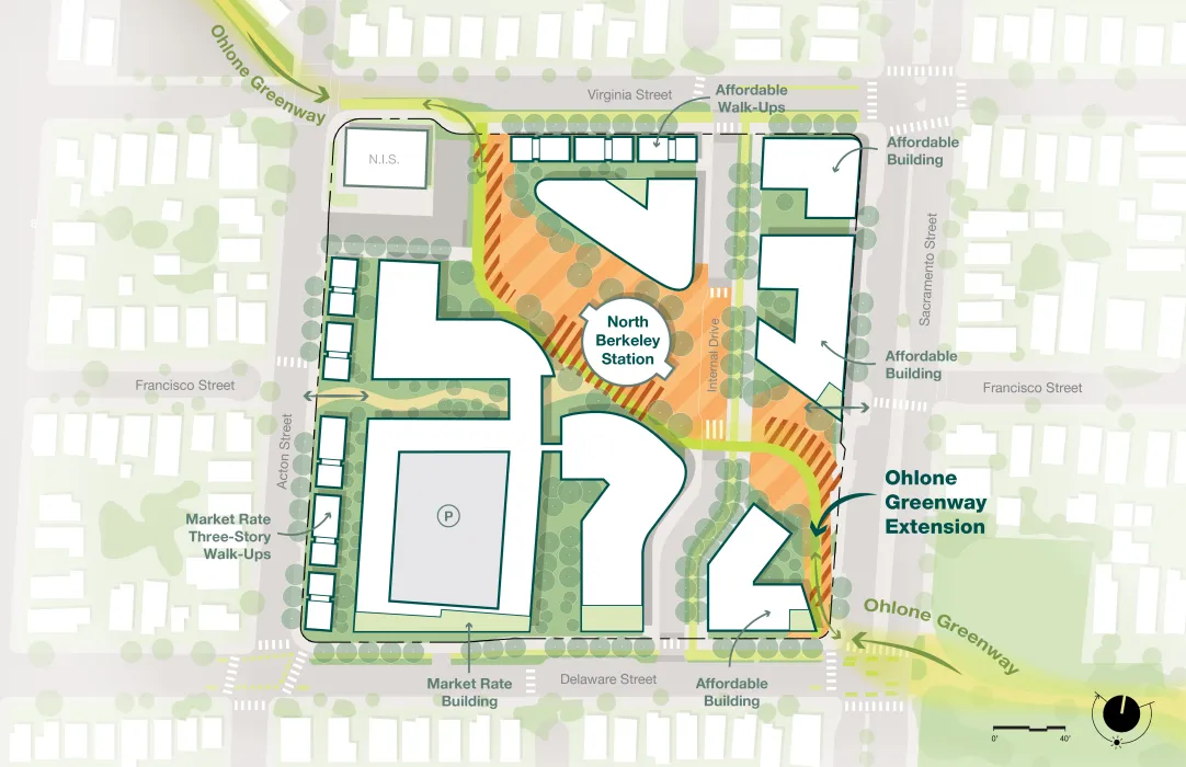 Siteplan of the housing development sites near North Berkeley BART
