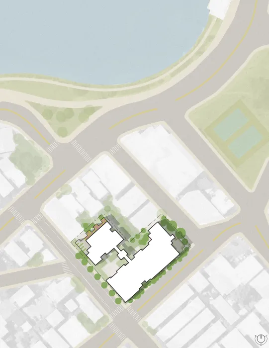Site plan of Lakeside Senior Apartments in Oakland