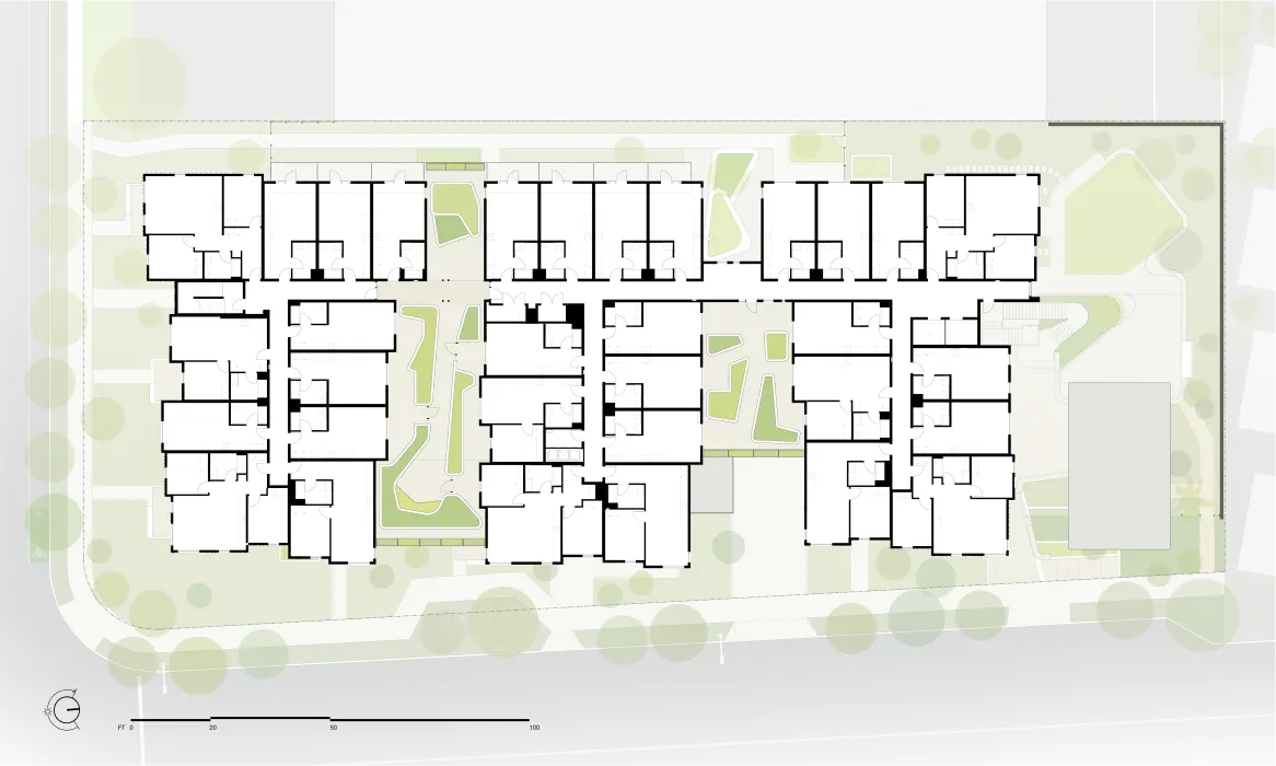 Floor 2 presentation plan (with north arrow)