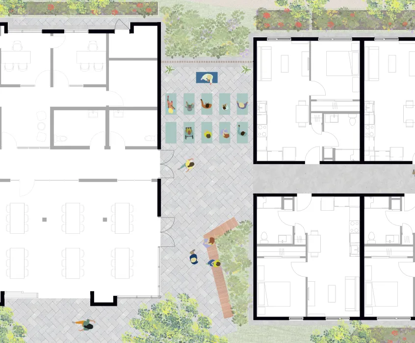An image illustrating porch placement in relationship to the building diagram